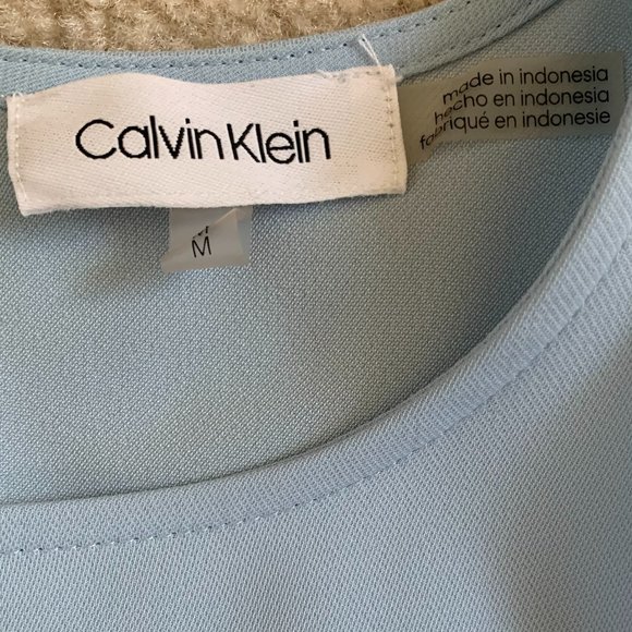 🎉HP🎉Calvin Klein Light Sky Blue Shirt Womens SZ M Long Flare Sleeve Round Neck - Picture 8 of 15
